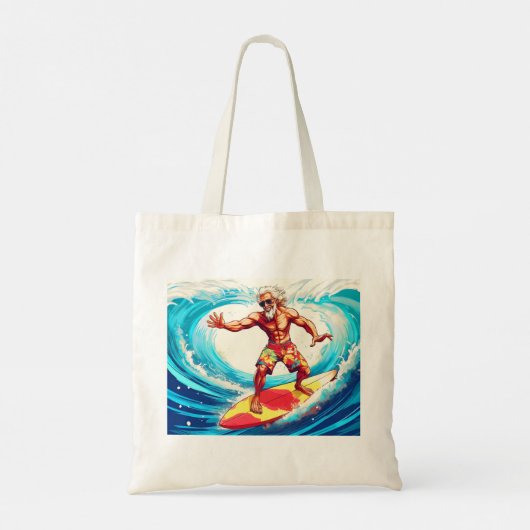 エピックシニアサーファー乗馬の波とスタイル トートバッグ (裏面)