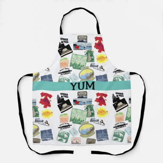 エピックトラベルロゴズコラージュデザイン観光客 エプロン (正面)