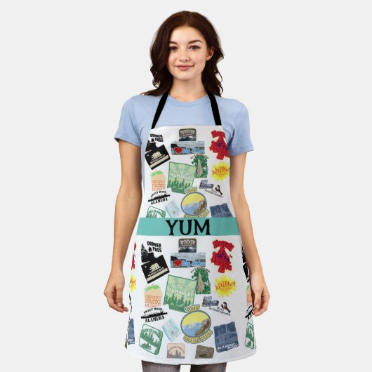 エピックトラベルロゴズコラージュデザイン観光客 エプロン (着用した状態)