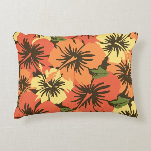エピックハイビスカスハワイアンフローラアロハシャツプリント アクセントクッション (正面)