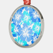 エピックハイビスカスハワイアンフローラアロハシャツプリント メタルオーナメント (左)