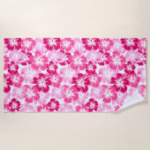 エピックハイビスカスハワイアンフローラアロハピンク ビーチタオル (正面)