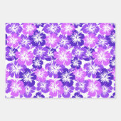 エピックハイビスカスハワイアンフローラトリオターク&パープル ラッピングペーパーシート (正面3)