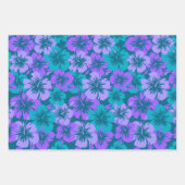 エピックハイビスカスハワイアンフローラトリオターク&パープル ラッピングペーパーシート (正面2)