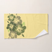 エピックハイビスカスハワイアンフローラ座標オリーブ バスタオルセット (ハンドタオル)