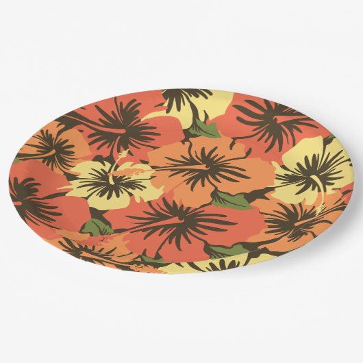 エピックハイビスカスハワイアンフローラ ペーパープレート (アングル)