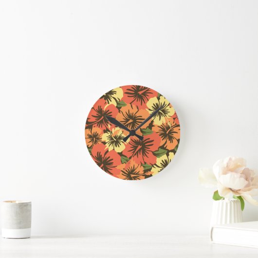 エピックハイビスカスハワイアン ラウンド壁時計 (ホーム)