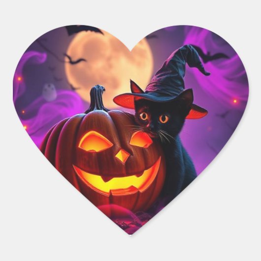 エピックハロウィン白熱［赤熱］光を放つ魔法 – パンプキ不気味ン ハートシール (正面)