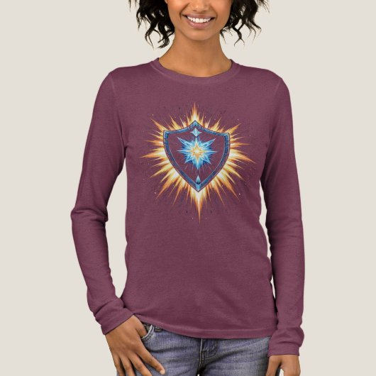 エピックファンタジーシールドと輝くエネルギーの爆発 – マ トライブレンドTシャツ (正面)