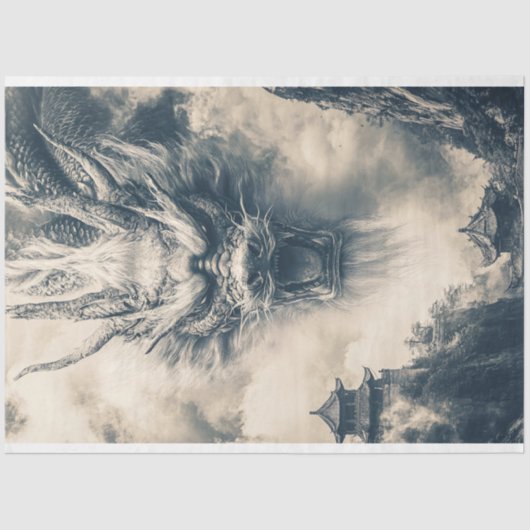 エピック中国のドラゴンイラストレーションデコページ 薄葉紙 (正面)