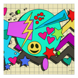 エピック漫画ネオンハッピーバイブフラッシュバック ポスター