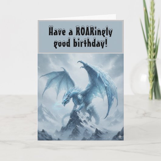 エピック アイス ドラゴン ファンタジー 誕生日 カード (正面)