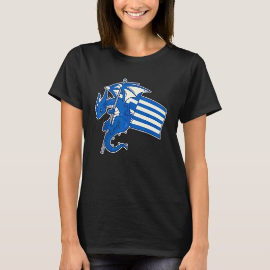 エピック・ギリシャ誇りを持った・ドラゴン国旗 Tシャツ (正面)