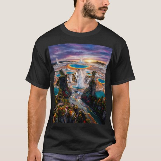 エピック・ゲイザーと温泉の幻想的な風景 Me Tシャツ (正面)