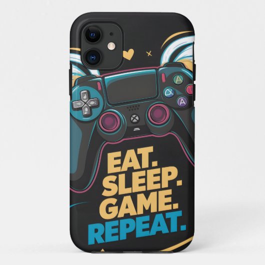 エピック ゲーミング ギア。  食う。寝る。ゲーム。繰り返す。ウィンゲ Case-Mate iPhoneケース (裏面)