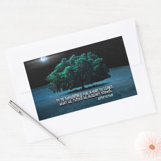 エピテトス感動的引用文「学」 長方形シール (封筒)