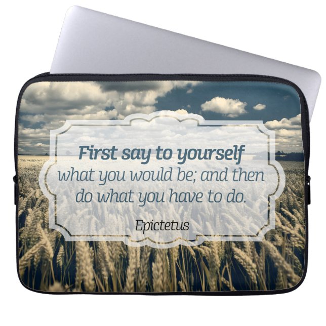 エピテトス「やれ」感動的引用文 ラップトップスリーブ (正面)