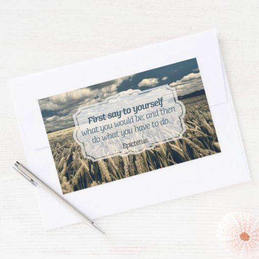 エピテトス「やれ」感動的引用文 長方形シール (封筒)