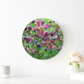 エピミッかわいらしド(妖精の翼)春フラワーフォト ラージ壁時計 (ホーム)