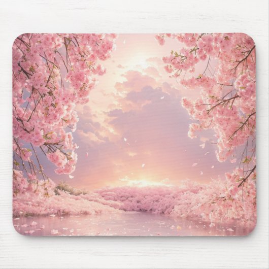 エフェクト満載の桜の水面 マウスパッド (正面)