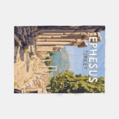 エフェソスターキートラベルアートヴィンテージ フリースブランケット (正面(横))