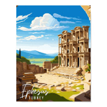 エフェソスターキーヴィンテージ旅行イラストレーション