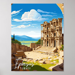 エフェソスターキーヴィンテージ旅行イラストレーション ポスター