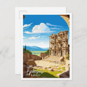 エフェソスターキーヴィンテージ旅行イラストレーション ポストカード (正面/裏面)