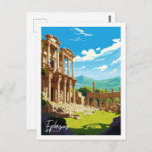 エフェソスターキーヴィンテージ旅行プレイスイラストレーション ポストカード (正面/裏面)