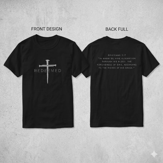 エフェソ人への手紙 1章7節 聖句 ネイル十字架 キリスト教 Tシャツ