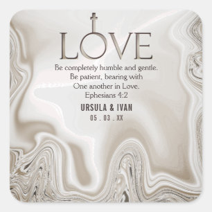 エフェソ人への手紙 4:2 の愛の聖句 ウェディング スクエアシール