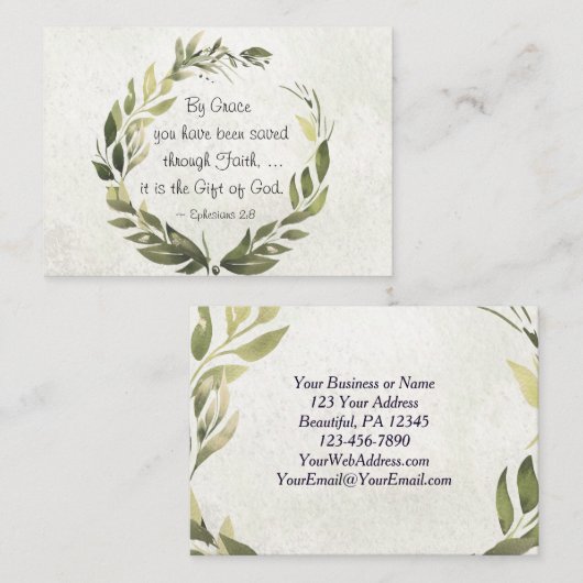 エフェソ人2:8グレース、あなたは救いた 名刺 (正面/裏面)