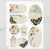 エフェメララベルバタフライフローラスクラップブック作りシート (正面/裏面)