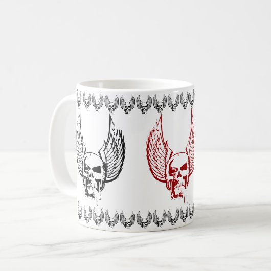 エフェメラルな翼を持つドクロ コーヒーマグカップ (正面左)