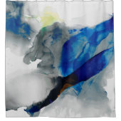 エフェメラル – 青と灰色 シャワーカーテン (正面)