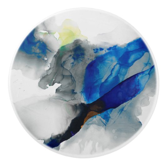 エフェメラル – 青と灰色 セラミックノブ (正面)