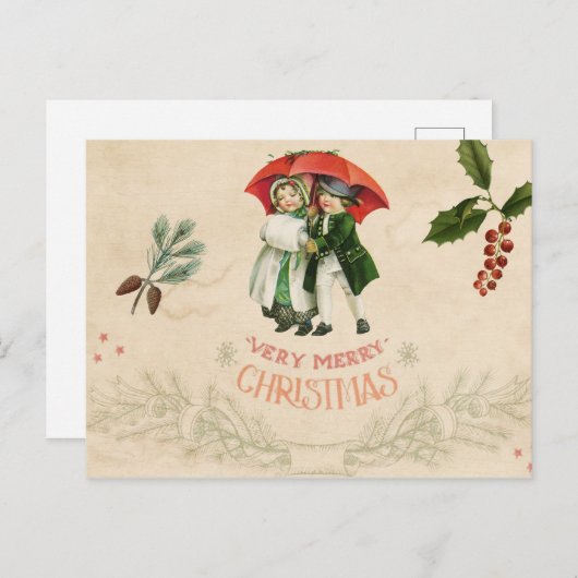 エフェメラヴィンテージデコップクリスマスホリデー ポストカード (正面/裏面)