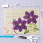 エフェメラ ヴィンテージ 紫の花 薄葉紙 (クラフト)