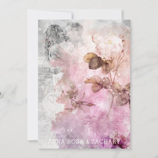 *~* エフェメラ AR26 RSVP フォト QR ヴィンテージ ウェディング 招待状 (正面)