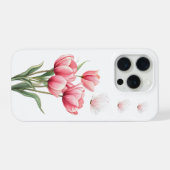 エフェリアルピンクチューリップと蝶のフラワー iPhoneケース (裏面横)