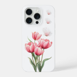 エフェリアルピンクチューリップと蝶のフラワー iPhone 15 PROケース