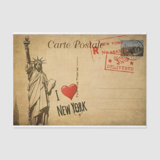 エフエマフランスのラハガキI Love New York Decompage 薄葉紙 (正面)