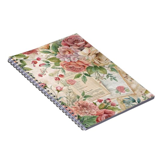 エフエマラインスパイアヴィンテージかわいらしピンク花模様 ノートブック (右側)