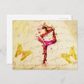 エフエマラフランスのヴィンテージ女性ダンサーピンクローゼス ポストカード (正面/裏面)
