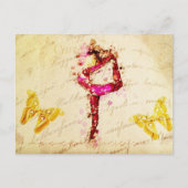 エフエマラフランスのヴィンテージ女性ダンサーピンクローゼス ポストカード (正面)