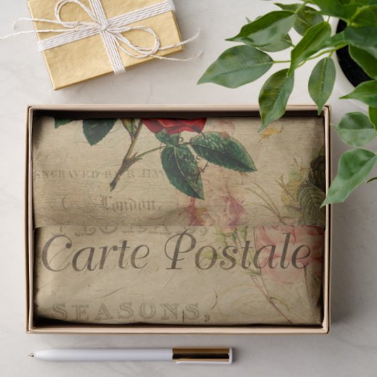 エフエメフランスのラレッドピンクローズフローラデコップページ 薄葉紙 (ギフト)