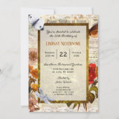 エフエメラエステスタイリッシュティックヴィンテージ誕生日パーティー 招待状 (正面)