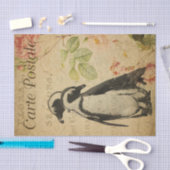 エフエメラキュートペンギンピンクローズフローラデクページ 薄葉紙 (クラフト)