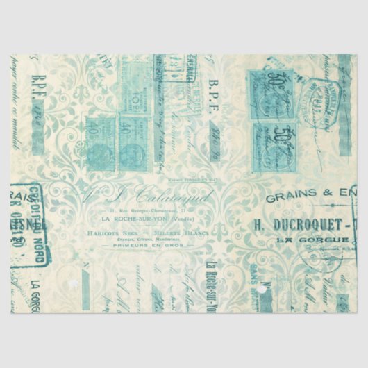 エフエメラターコイズ紙シリーズデザイン8 薄葉紙 (正面)