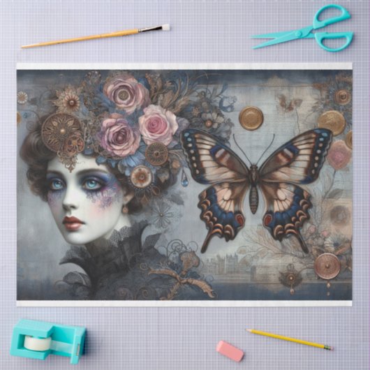 エフエメラビクトリアンレディーゴシック蝶のデカップフ 薄葉紙 (クラフト)